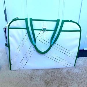 Tory Burch Sport Tennis Bag In white with Green Trim  - no racquet attachment